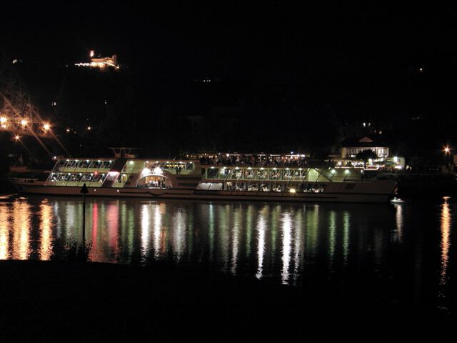 Blaues Wunder, Dampfschiff, Nacht