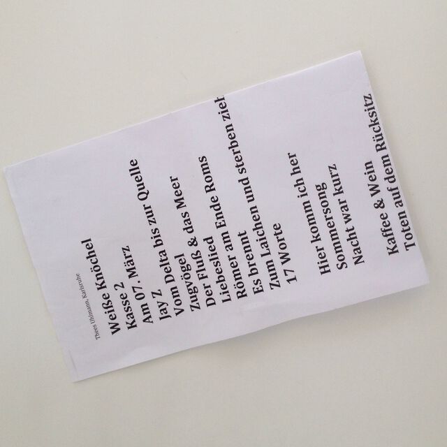 Setlist Thees Uhlmann vom 9.3.14 im Karlsruher Substage