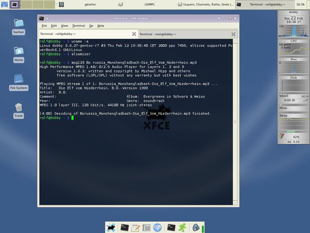 Gentoo with xfce on a Powerbook G4